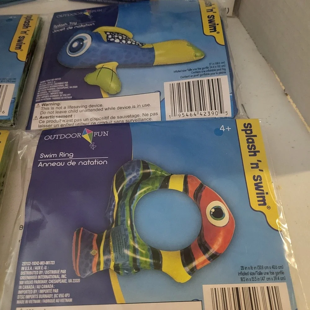 Spring Summer Pool Bundle - Swim Rings, Inflatable Fish, Chair, Ball, Sunglasses